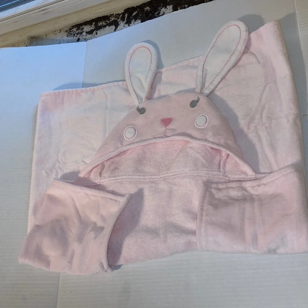 POTTERY BARN KIDS Soft Pink Bunny Rabbit Hooded Towel Poncho 2T 4T